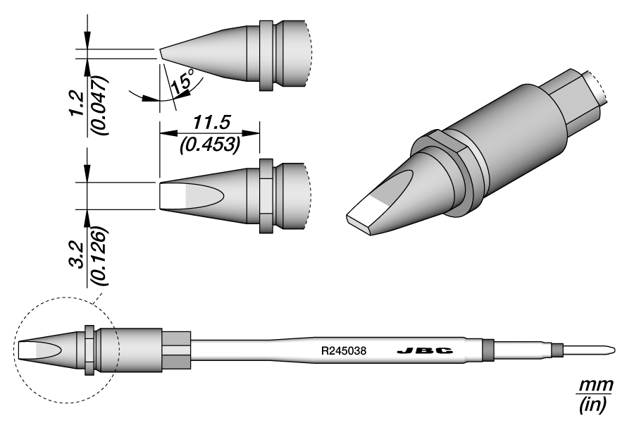 R245038 - Chisel Cartridge 3.2 x 1.2